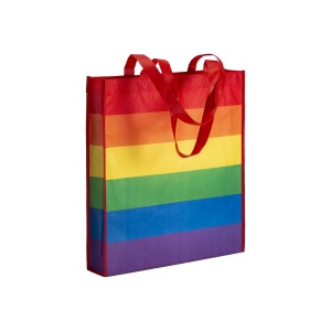 Tote bag arc-en-ciel en Rpet 80g/m2, anses longues et soufflet 2