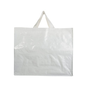 Tote bag en PP recyclé laminé 120g/m2, anses courtes et soufflet 24