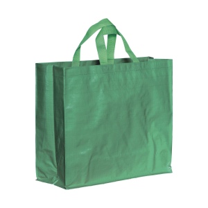 Tote bag en PP recyclé laminé 120g/m2, anses courtes et soufflet 6
