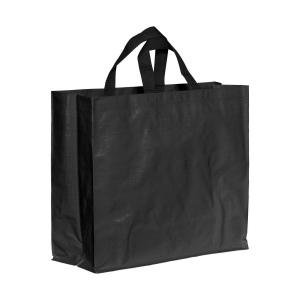 Tote bag en PP recyclé laminé 120g/m2, anses courtes et soufflet 8