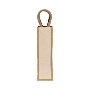 Sac porte-bouteille en toile de jute et coton, avec anses en corde 3