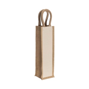 Sac porte-bouteille en toile de jute et coton, avec anses en corde 4