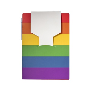 Block notes en papier avec couverture arc-en-ciel, notes adhésifs et stylo 3
