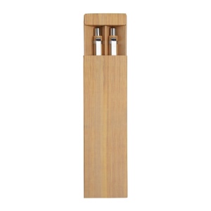 Set de deux stylos à pression en bambou, dont un avec gomme pour écran tactile 3