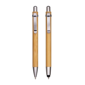 Set de deux stylos à pression en bambou, dont un avec gomme pour écran tactile 4