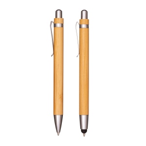 Set de deux stylos à pression en bambou, dont un avec gomme pour écran tactile 5
