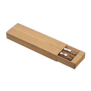 Set de deux stylos à pression en bambou, dont un avec gomme pour écran tactile