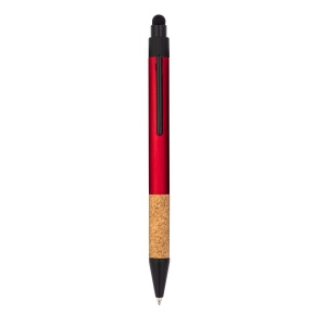 Stylo à déclic en aluminium recyclé avec grip en liège et touch screen 3