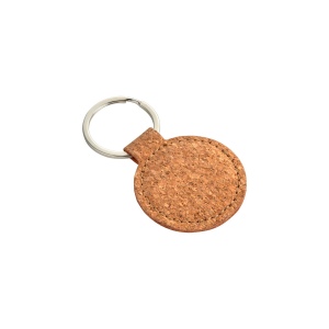 Porte-clés rond en métal et liège
