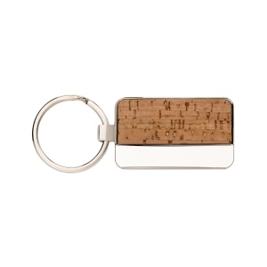 Porte-clés rectangulaire en métal et liège 3