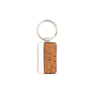 Porte-clés rectangulaire en métal et liège 4