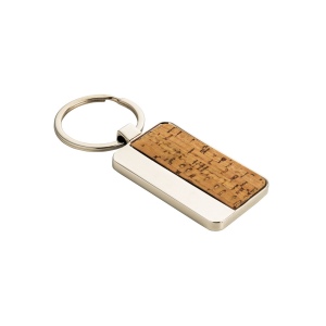 Porte-clés rectangulaire en métal et liège