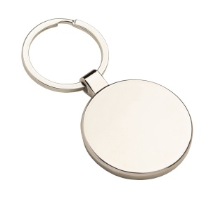 Porte-clé en métal rond, avec détail frontal en bambou 4