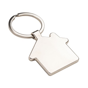 Porte-clés en métal en forme de petite maison avec détails en bambou sur la face avant 4