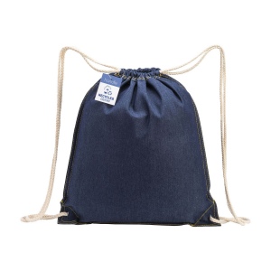 Sac à dos en coton denim recyclé, avec fermeture à cordons  et angles renforcés 3