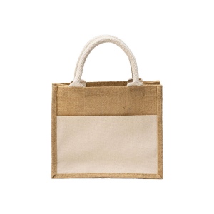 Mini tote bag en toile de jute avec poche en coton 3