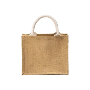Mini tote bag en toile de jute avec poche en coton 4