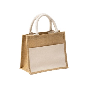 Mini tote bag en toile de jute avec poche en coton 2