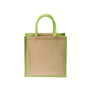 Mini tote bag en toile de jute avec anses et inserts colorés 7