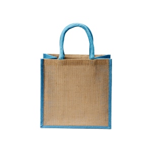 Mini tote bag en toile de jute avec anses et inserts colorés 9