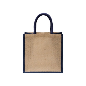 Mini tote bag en toile de jute avec anses et inserts colorés 11