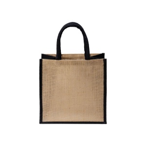 Mini tote bag en toile de jute avec anses et inserts colorés 15