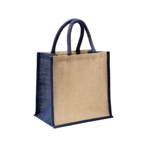 Mini tote bag en toile de jute avec anses et inserts colorés 4