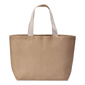 Tote bag en toile de jute avec soufflet à la base et anses 3