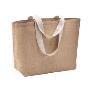 Tote bag en toile de jute avec soufflet à la base et anses 2