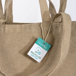 Tote bag en coton recyclé, avec soufflet à la base et anses doubles, 280 g/m2 5