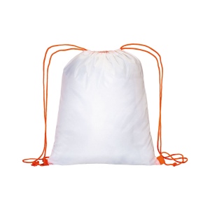 Sac à dos blanc en polyester 210 T avec fermeture à cordons et cordons colorés 14