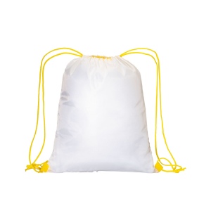 Sac à dos blanc en polyester 210 T avec fermeture à cordons et cordons colorés 15