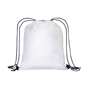 Sac à dos blanc en polyester 210 T avec fermeture à cordons et cordons colorés 16