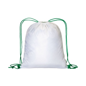 Sac à dos blanc en polyester 210 T avec fermeture à cordons et cordons colorés 17