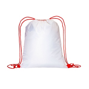 Sac à dos blanc en polyester 210 T avec fermeture à cordons et cordons colorés 18