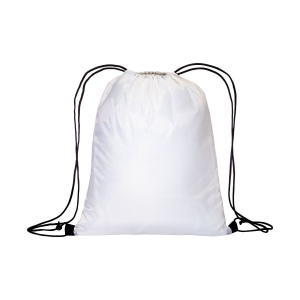 Sac à dos blanc en polyester 210 T avec fermeture à cordons et cordons colorés 19