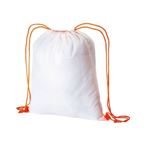 Sac à dos blanc en polyester 210 T avec fermeture à cordons et cordons colorés 5