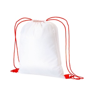 Sac à dos blanc en polyester 210 T avec fermeture à cordons et cordons colorés 9