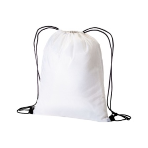 Sac à dos blanc en polyester 210 T avec fermeture à cordons et cordons colorés 10
