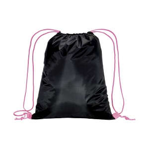 Sac à dos noir en polyester 210 T avec fermeture à cordons et cordons colorés 10