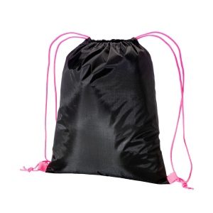 Sac à dos noir en polyester 210 T avec fermeture à cordons et cordons colorés 3