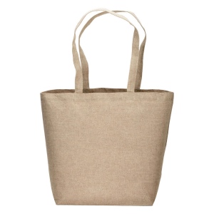 Tote bag en coton recyclé, 120 g/m2 avec intérieur laminé en PP, anses longues et soufflet 4