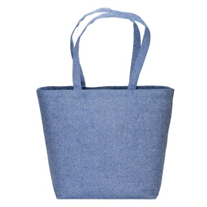Tote bag en coton recyclé, 120 g/m2 avec intérieur laminé en PP, anses longues et soufflet 7