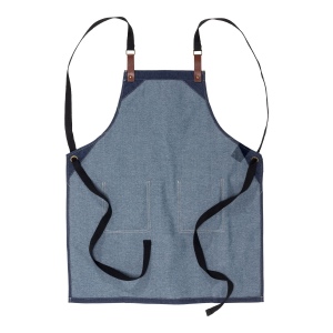 Tablier de cuisine réglable en denim de coton avec 2 poches sur le devant. 3