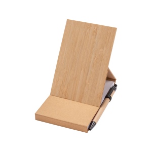 Bloc-notes avec couverture en bambou, stylo et support pour téléphone 5