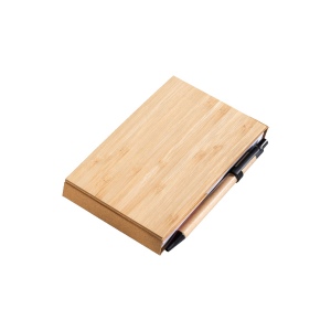 Bloc-notes avec couverture en bambou, stylo et support pour téléphone 2