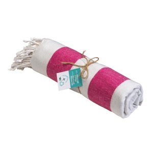 Serviette de plage / Paréo en coton recyclé de 180 gr/m2 avec frange, mesure 90x170 cm 3