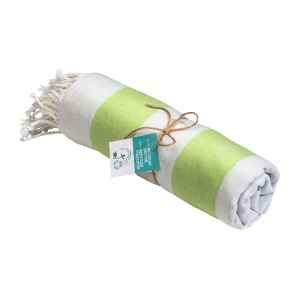 Serviette de plage / Paréo en coton recyclé de 180 gr/m2 avec frange, mesure 90x170 cm