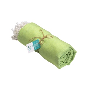 Serviette de plage / Paréo en coton recyclé de 180 gr/m2 avec frange, mesure 90x170 cm