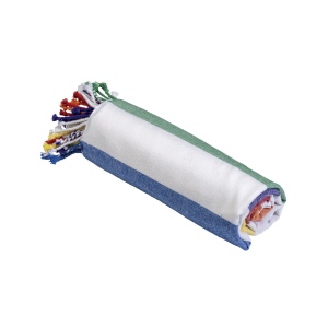 Serviette de plage / Paréo en coton recyclé de 180 gr/m2 avec frange, mesure 90x170 cm